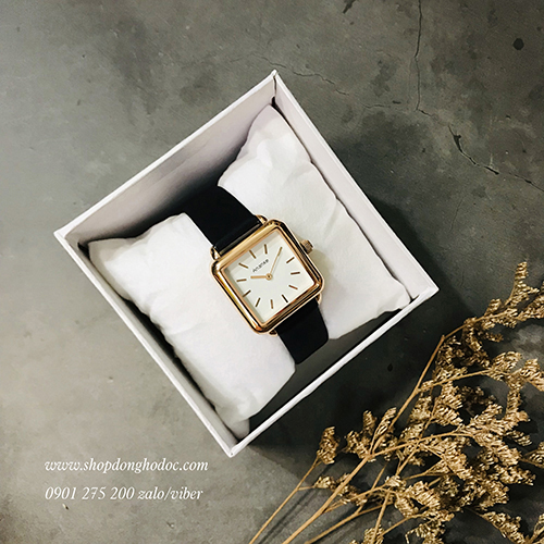 Đồng hồ nữ dây da mặt vuông đen thanh lịch Ananke ĐHĐ22703