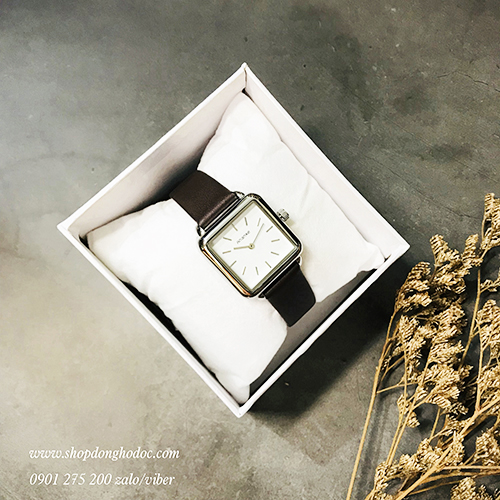 Đồng hồ nữ dây da mặt vuông nâu đen cá tính Ananke ĐHĐ22604