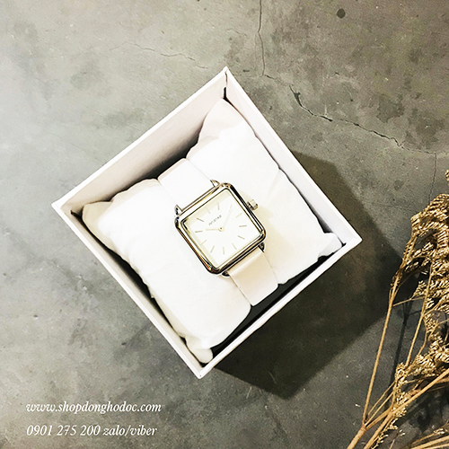 Đồng hồ nữ dây da mặt vuông trắng sang trọng Ananke ĐHĐ22602