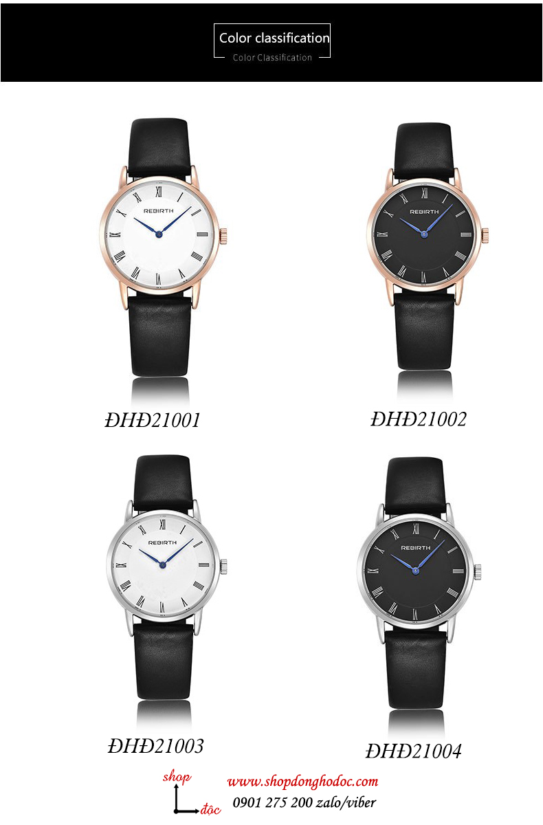 Đồng hồ nữ dây da mặt tròn Rebirth ĐHĐ21001