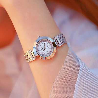 Đồng hồ nữ Bee Sisiter dây kim loại bạc mặt tròn trắng sang trọng ĐHĐ29502