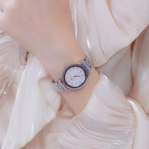 Đồng hồ nữ BS Bee Sisiter dây kim loại mặt tròn bạc thanh lịch ĐHĐ29601