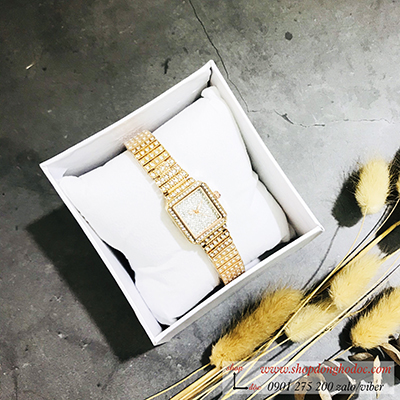 Đồng hồ nữ BS Bee Sister dây kim loại mặt vuông đính đá vàng hồng ĐHĐ17101