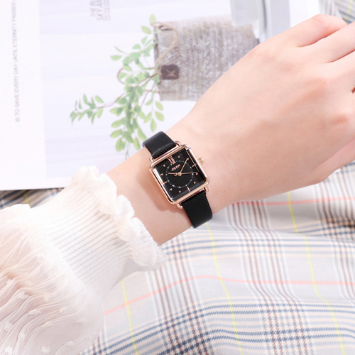Đồng hồ nữ dây da mặt vuông đen cá tính Julius 1123 ĐHĐ24703