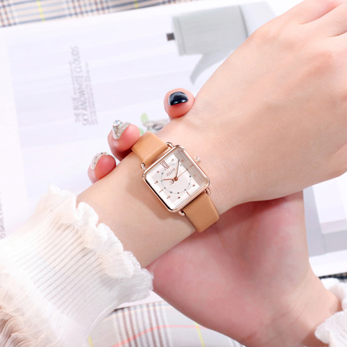 Đồng hồ nữ dây da mặt vuông vàng kem thời trang Julius 1123 ĐHĐ24704