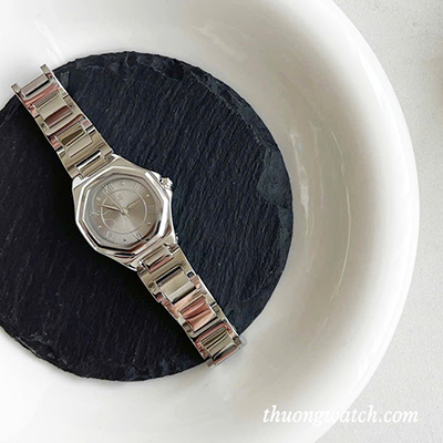 Đồng hồ nữ Ieke dây kim loại mặt lục giác màu xám ĐHĐ48502