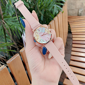 Đồng hồ nữ Julius Hàn Quốc JA 1090D dây da mặt tròn hồng pastel nhẹ nhàng ĐHĐ31903