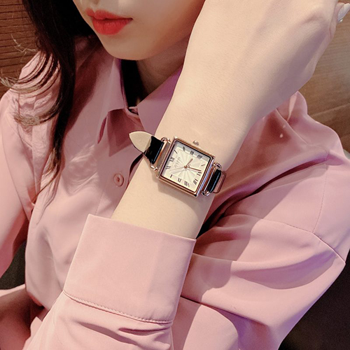 Đồng hồ nữ Julius Hàn Quốc JA 1266D dây da mặt vuông đen cá tính ĐHĐ30204