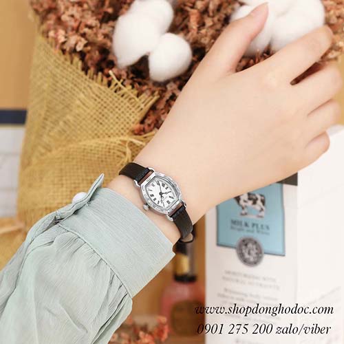 Đồng hồ nữ Hàn Quốc Julius JA 544B dây da mặt oval size nhỏ đen cá tính ĐHĐ30404