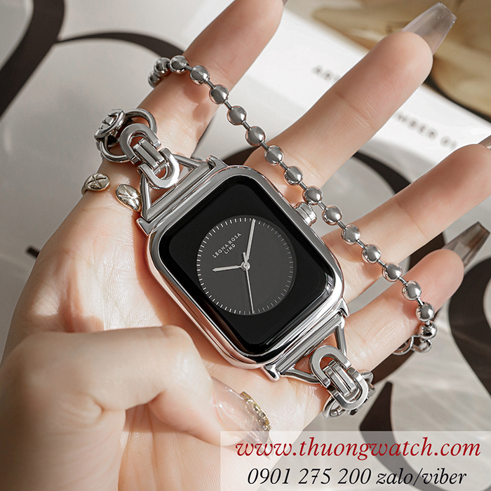 Đồng hồ nữ Leona Rosalind dây kim loại mặt chữ nhật kiểu lắc tay độc lạ đen ĐHĐ46401