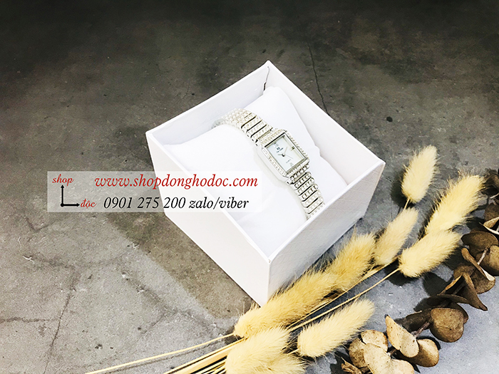 Đồng hồ nữ BS Bee Sister dây kim loại mặt vuông đính đá bạc ĐHĐ17002