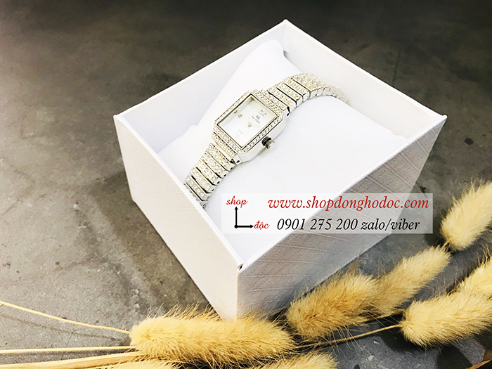 Đồng hồ nữ BS Bee Sister dây kim loại mặt vuông đính đá bạc ĐHĐ17002