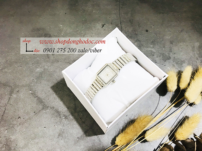 Đồng hồ nữ BS Bee Sister dây kim loại mặt vuông đính đá bạc ĐHĐ17102