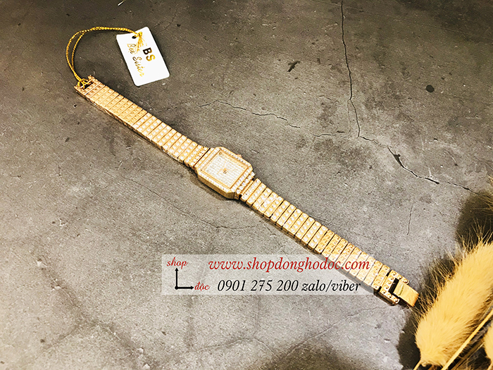 Đồng hồ nữ BS Bee Sister dây kim loại mặt vuông đính đá vàng hồng ĐHĐ17101