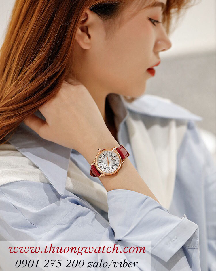 Đồng hồ Guou nữ dây da mặt tròn đỏ quyến rũ ĐHĐ39101 Đồng hồ Guou nữ dây da mặt tròn đỏ quyến rũ ĐHĐ39101