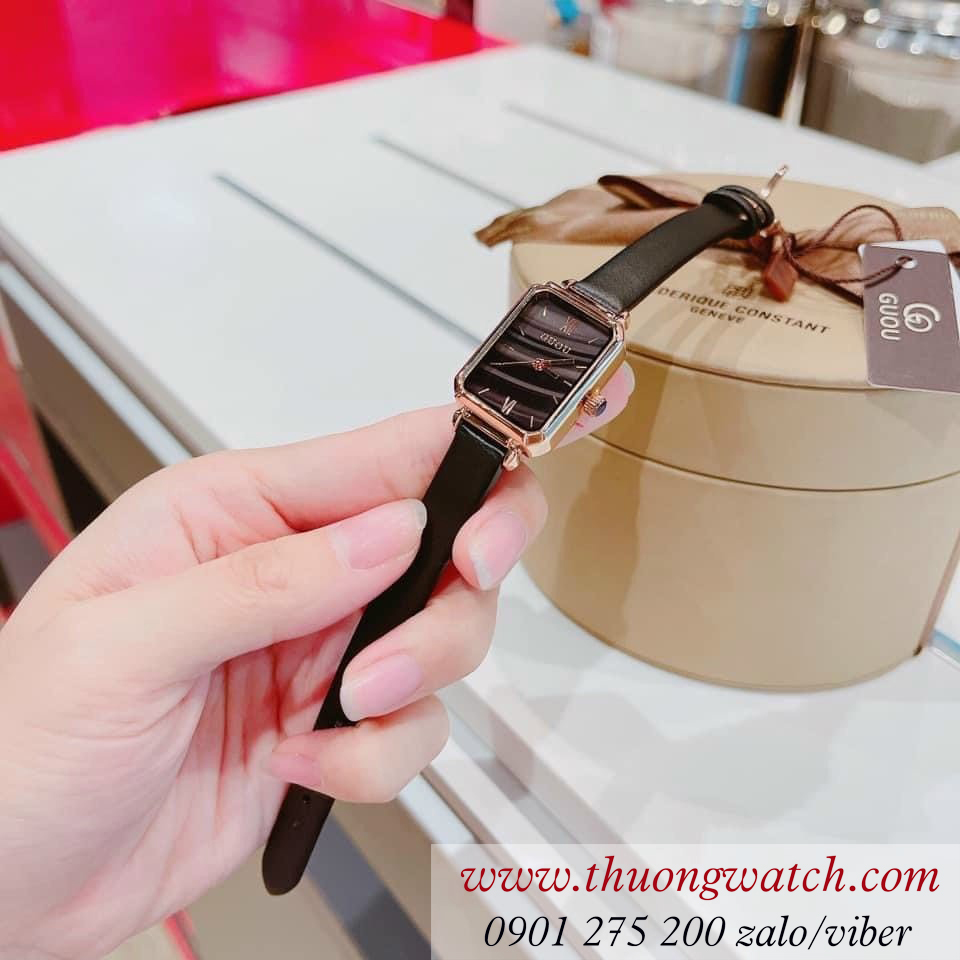 Đồng hồ Guou nữ dây da mặt chữ nhật size nhỏ đen thanh lịch ĐHĐ43102 Đồng hồ Guou nữ dây da mặt chữ nhật size nhỏ đen thanh lịch ĐHĐ43102