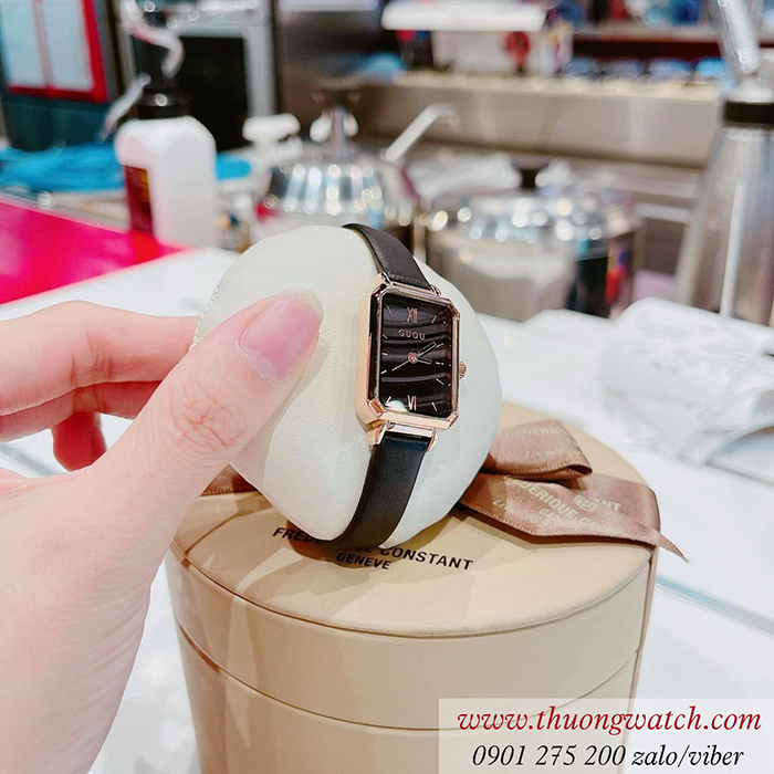 Đồng hồ Guou nữ dây da mặt chữ nhật size nhỏ đen thanh lịch ĐHĐ43102 Đồng hồ Guou nữ dây da mặt chữ nhật size nhỏ đen thanh lịch ĐHĐ43102