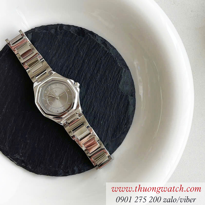 Đồng hồ nữ Ieke dây kim loại mặt lục giác màu xám ĐHĐ48502