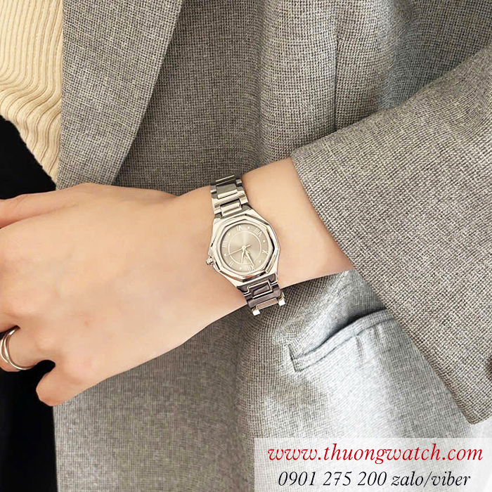 Đồng hồ nữ Ieke dây kim loại mặt lục giác màu xám ĐHĐ48502