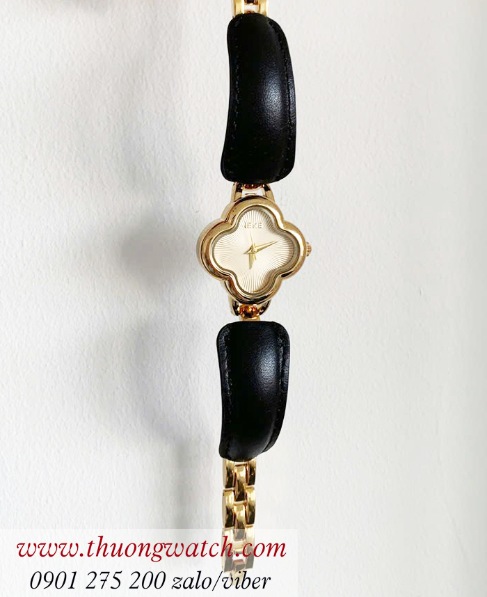 Đồng hồ nữ IEKE dây da cỏ bốn lá may mắn màu đen ĐHĐ48701