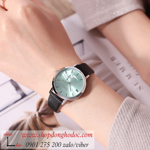 Đồng hồ nữ Julius Hàn Quốc JA 1076A dây da mặt tròn có lịch đen xanh cá tính ĐHĐ34205 Đồng hồ nữ Julius Hàn Quốc JA 1076A dây da mặt tròn có lịch đen xanh cá tính ĐHĐ34205