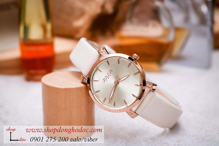 Đồng hồ nữ Hàn Quốc Julius JA 1158A dây da mặt tròn trắng sang chảnh ĐHĐ34101 Đồng hồ nữ Hàn Quốc Julius JA 1158A dây da mặt tròn trắng sang chảnh ĐHĐ34101