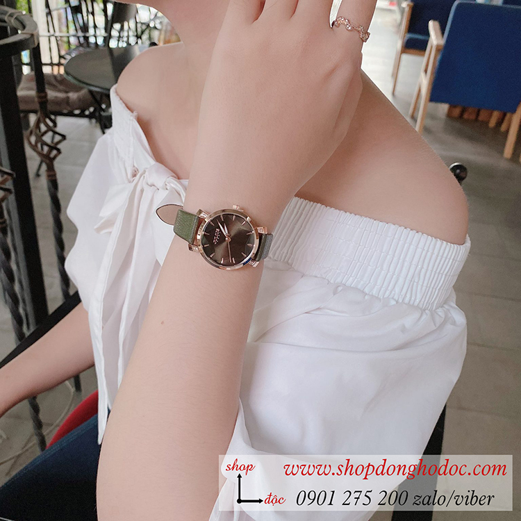 Đồng hồ nữ Hàn Quốc Julius JA 1158E dây da mặt tròn xanh lục cá tính ĐHĐ34102