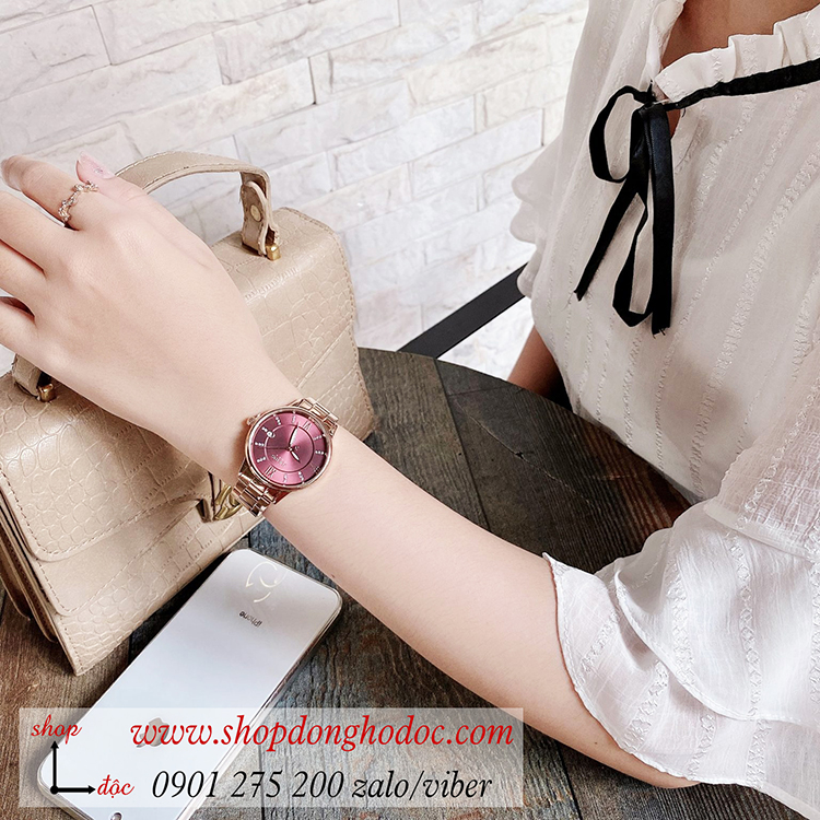 Đồng hồ nữ có lịch Julius JA 1218B dây kim loại mặt tròn đỏ quyến rũ ĐHĐ34403 Đồng hồ nữ có lịch Julius JA 1218B dây kim loại mặt tròn đỏ quyến rũ ĐHĐ34403