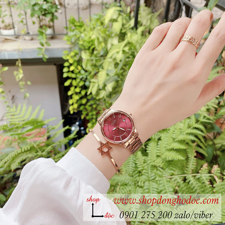 Đồng hồ nữ có lịch Julius JA 1218B dây kim loại mặt tròn đỏ quyến rũ ĐHĐ34403 Đồng hồ nữ có lịch Julius JA 1218B dây kim loại mặt tròn đỏ quyến rũ ĐHĐ34403
