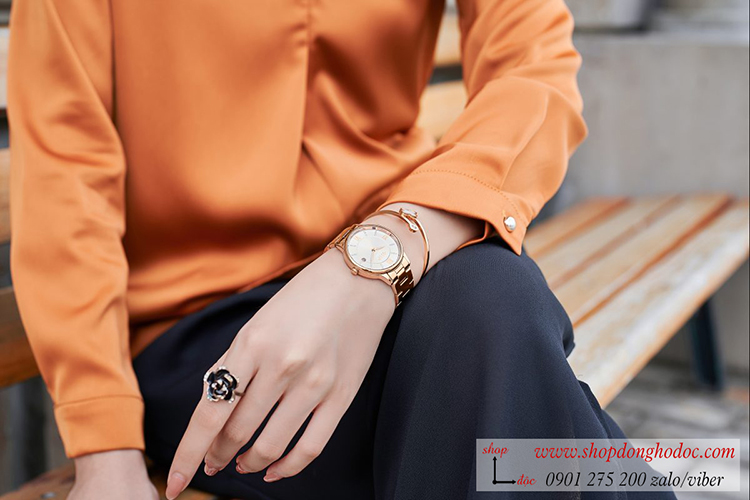 Đồng hồ nữ có lịch Julius JA 1218A dây kim loại mặt tròn trắng sang chảnh ĐHĐ34402