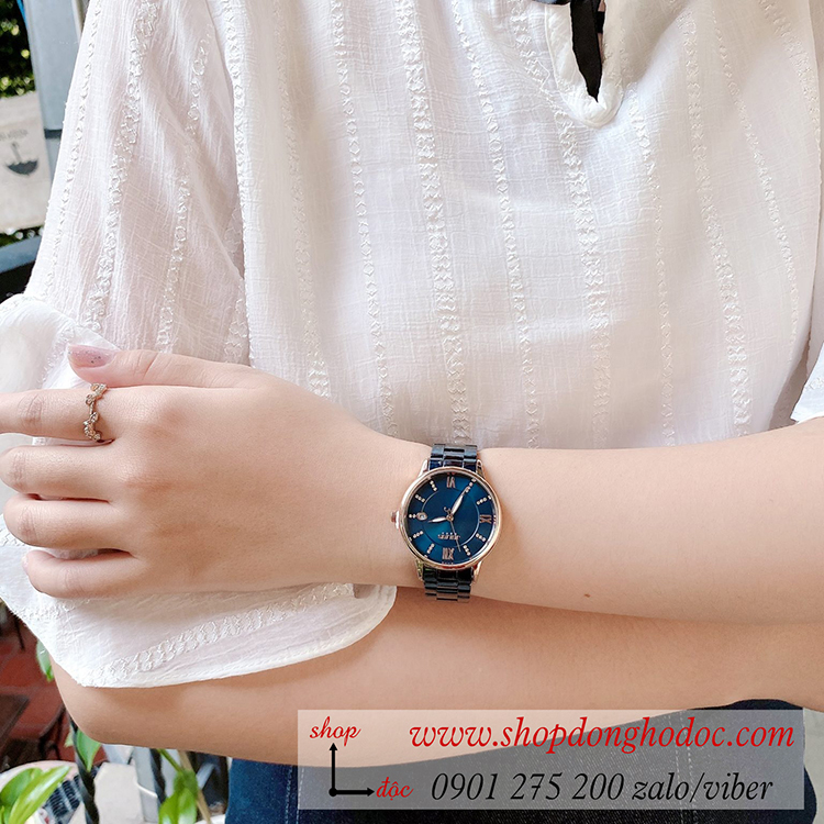 Đồng hồ nữ có lịch Julius JA 1218C dây kim loại mặt tròn xanh sành điệu ĐHĐ34401 Đồng hồ nữ có lịch Julius JA 1218C dây kim loại mặt tròn xanh sành điệu ĐHĐ34401