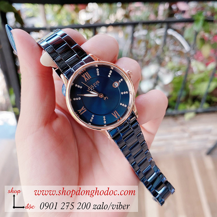 Đồng hồ nữ có lịch Julius JA 1218C dây kim loại mặt tròn xanh sành điệu ĐHĐ34401 Đồng hồ nữ có lịch Julius JA 1218C dây kim loại mặt tròn xanh sành điệu ĐHĐ34401