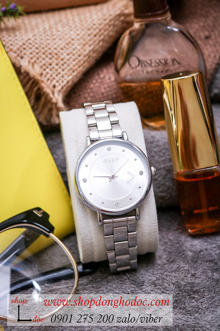 Đồng hồ nữ Julius JA 1248A dây kim loại mặt tròn bạc thanh lịch ĐHĐ34502 Đồng hồ nữ Julius JA 1248A dây kim loại mặt tròn bạc thanh lịch ĐHĐ34502