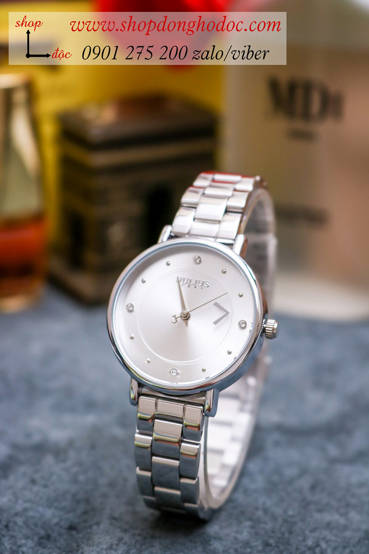 Đồng hồ nữ Julius JA 1248A dây kim loại mặt tròn bạc thanh lịch ĐHĐ34502 Đồng hồ nữ Julius JA 1248A dây kim loại mặt tròn bạc thanh lịch ĐHĐ34502
