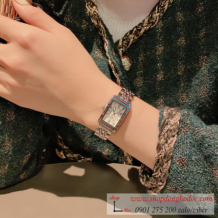 Đồng hồ nữ Julius Hàn Quốc JA 1252A dây kim loại bạc mặt chữ nhật trắng hiện đại ĐHĐ28603 Đồng hồ nữ Julius Hàn Quốc JA 1252A dây kim loại bạc mặt chữ nhật trắng hiện đại ĐHĐ28603