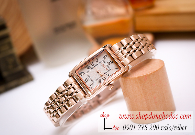 Đồng hồ nữ Julius Hàn Quốc JA 1252B dây kim loại vàng hồng mặt chữ nhật mặt trắng sang chảnh ĐHĐ28601 Đồng hồ nữ Julius Hàn Quốc JA 1252B dây kim loại vàng hồng mặt chữ nhật mặt trắng sang chảnh ĐHĐ28601