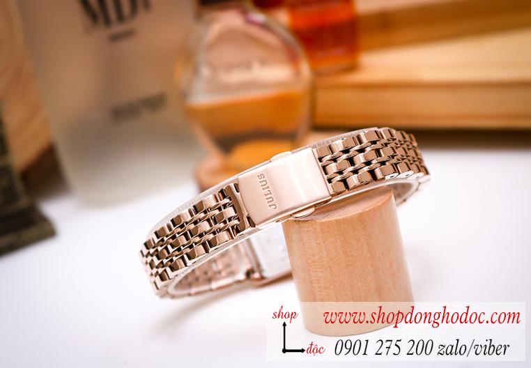 Đồng hồ nữ Julius Hàn Quốc JA 1252B dây kim loại vàng hồng mặt chữ nhật mặt trắng sang chảnh ĐHĐ28601 Đồng hồ nữ Julius Hàn Quốc JA 1252B dây kim loại vàng hồng mặt chữ nhật mặt trắng sang chảnh ĐHĐ28601