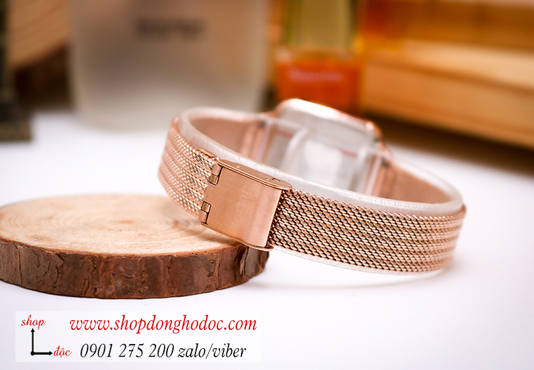 Đồng hồ nữ Julius JA 1264A dây kim loại lưới vàng mặt vuông vàng cổ điển ĐHĐ28804