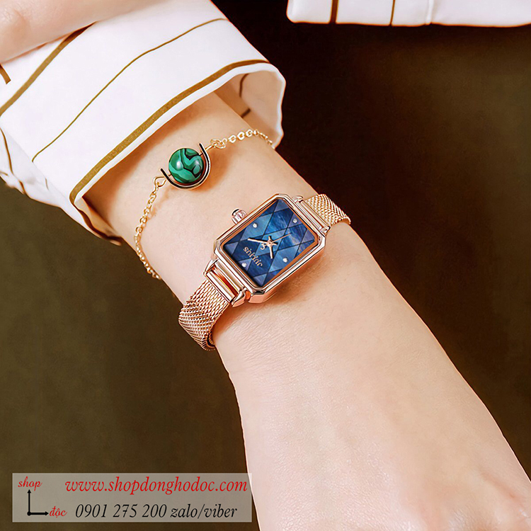 Đồng hồ nữ Julius Hàn Quốc JA 1280B dây kim loại mặt chữ nhật khảm trai xanh cá tính ĐHĐ30304 Đồng hồ nữ Julius Hàn Quốc JA 1280B dây kim loại mặt chữ nhật khảm trai xanh cá tính ĐHĐ30304