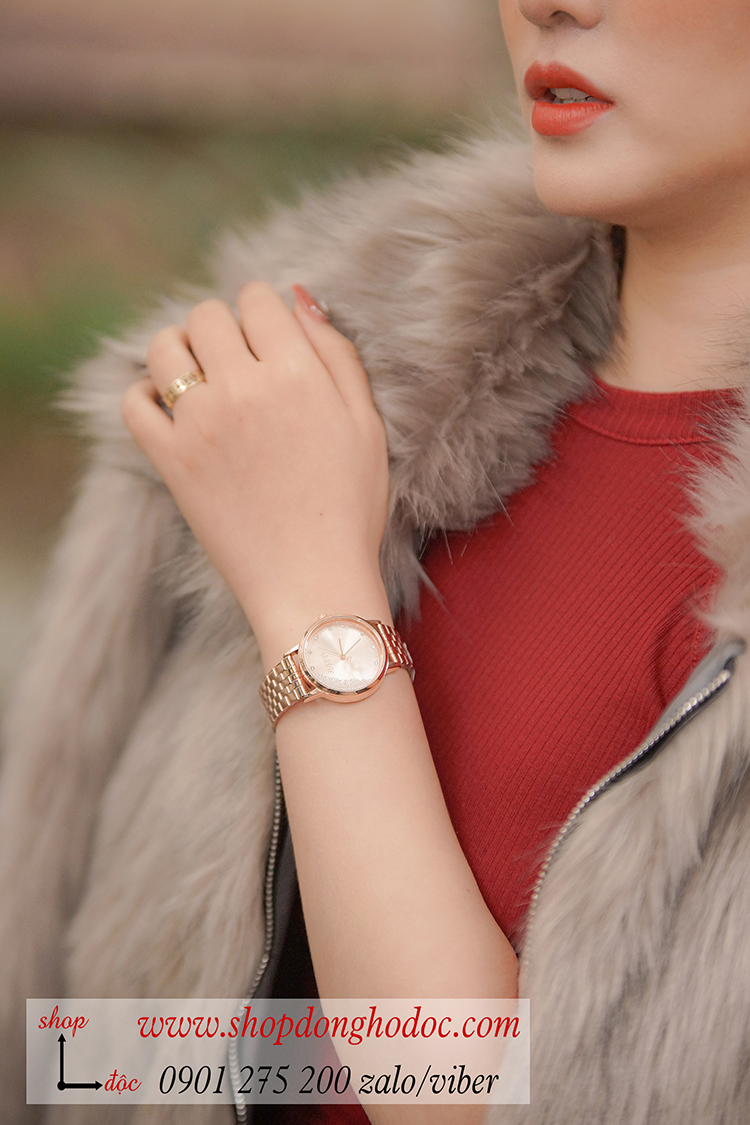 Đồng hồ nữ Julius JA 1283A dây kim loại mặt tròn đính đá vàng sang chảnh ĐHĐ34703