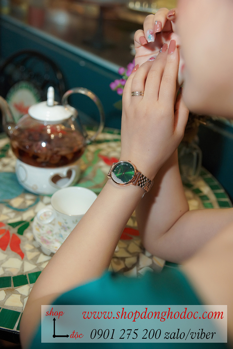Đồng hồ nữ Julius JA 1283B dây kim loại mặt tròn đính đá xanh lục sành điệu ĐHĐ34701 Đồng hồ nữ Julius JA 1283B dây kim loại mặt tròn đính đá xanh lục sành điệu ĐHĐ34701