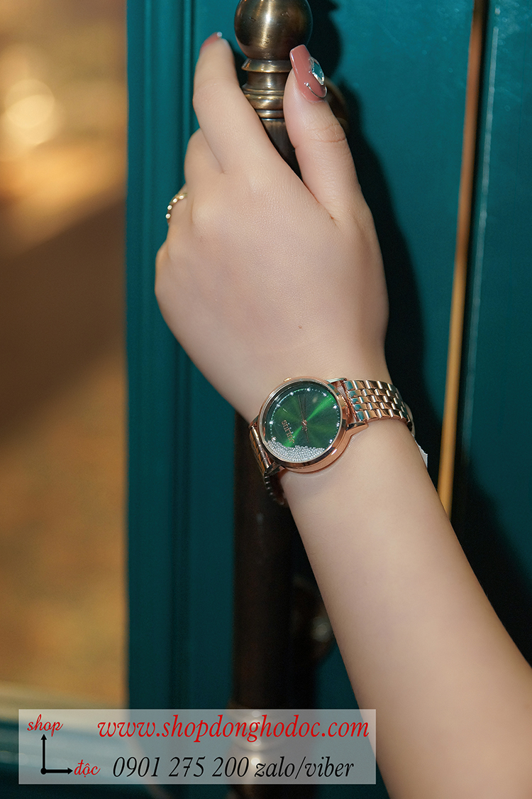 Đồng hồ nữ Julius JA 1283B dây kim loại mặt tròn đính đá xanh lục sành điệu ĐHĐ34701 Đồng hồ nữ Julius JA 1283B dây kim loại mặt tròn đính đá xanh lục sành điệu ĐHĐ34701