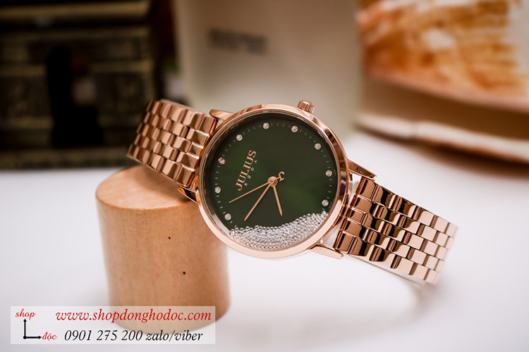 Đồng hồ nữ Julius JA 1283B dây kim loại mặt tròn đính đá xanh lục sành điệu ĐHĐ34701 Đồng hồ nữ Julius JA 1283B dây kim loại mặt tròn đính đá xanh lục sành điệu ĐHĐ34701
