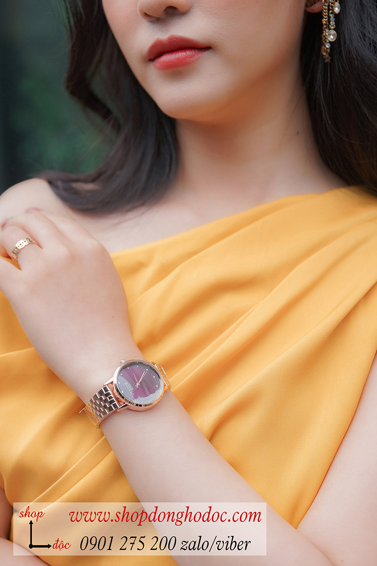 Đồng hồ nữ Julius JA 1283D dây kim loại mặt tròn đính đá tím thời thượng ĐHĐ34702 Đồng hồ nữ Julius JA 1283D dây kim loại mặt tròn đính đá tím thời thượng ĐHĐ34702
