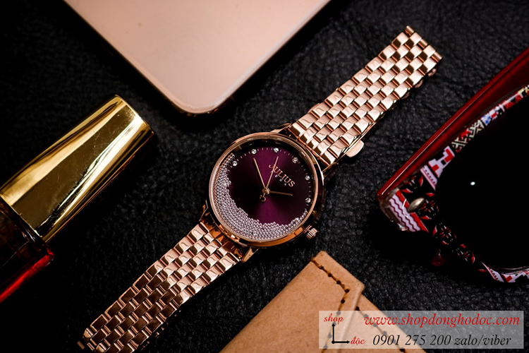 Đồng hồ nữ Julius JA 1283D dây kim loại mặt tròn đính đá tím thời thượng ĐHĐ34702 Đồng hồ nữ Julius JA 1283D dây kim loại mặt tròn đính đá tím thời thượng ĐHĐ34702