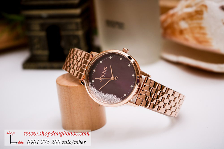 Đồng hồ nữ Julius JA 1283D dây kim loại mặt tròn đính đá tím thời thượng ĐHĐ34702 Đồng hồ nữ Julius JA 1283D dây kim loại mặt tròn đính đá tím thời thượng ĐHĐ34702