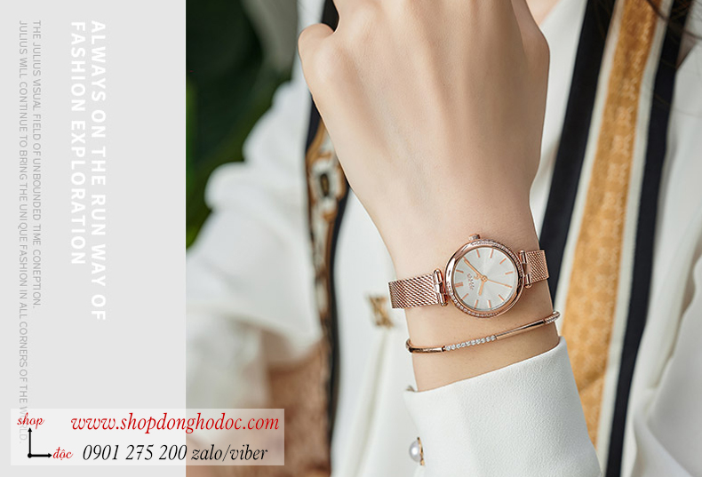 Đồng hồ nữ Julius JA 1284A dây kim loại mặt tròn đính đá trắng sang chảnh ĐHĐ34803 Đồng hồ nữ Julius JA 1284A dây kim loại mặt tròn đính đá trắng sang chảnh ĐHĐ34803