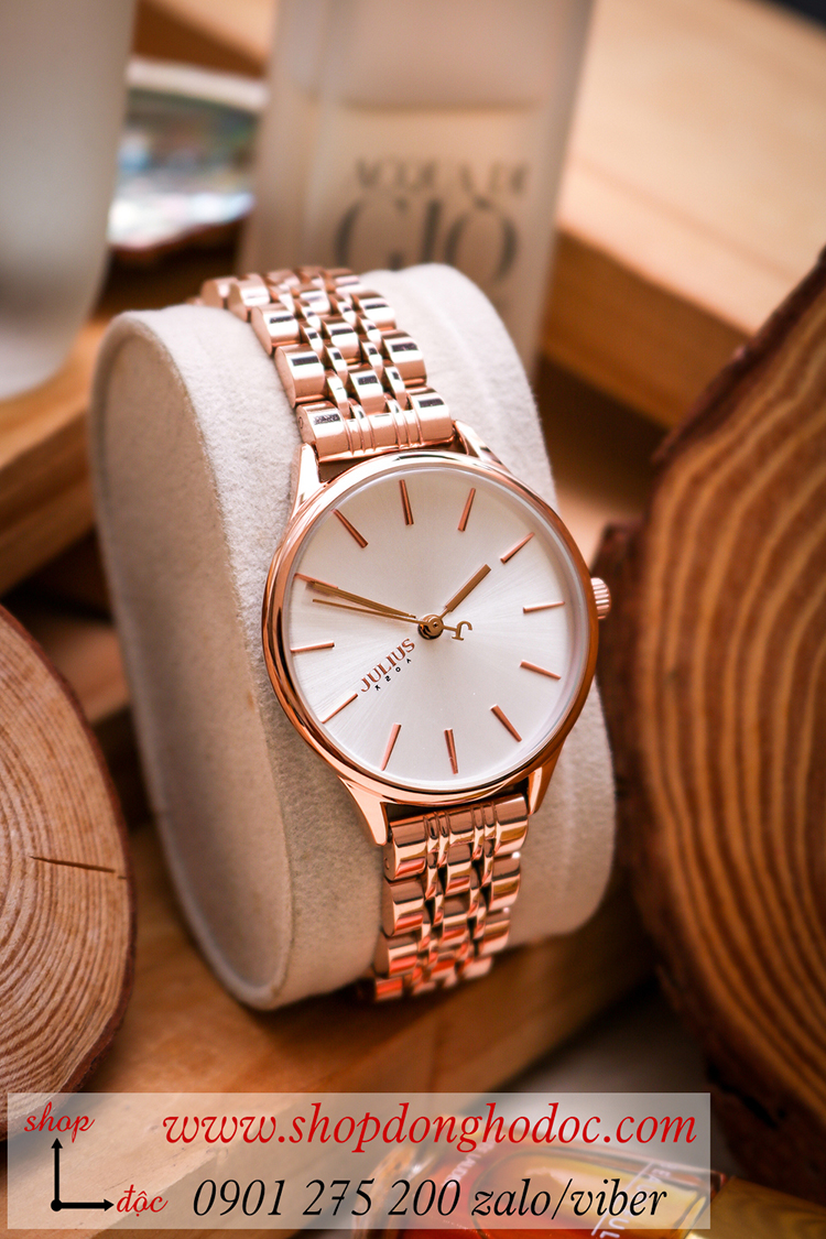 Đồng hồ nữ Julius JA 1298 dây kim loại mặt tròn trắng sang chảnh ĐHĐ37602