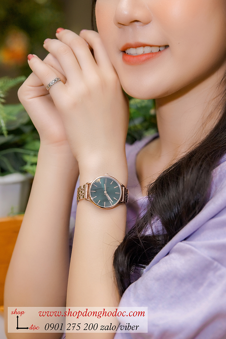Đồng hồ nữ Julius JA 1298 dây kim loại mặt tròn xanh lục thời thượng ĐHĐ37603