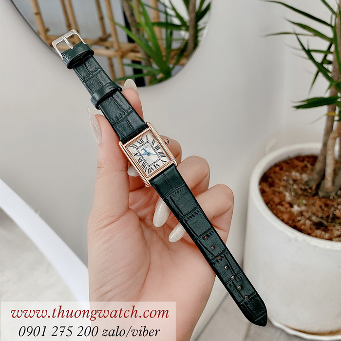 Đồng hồ nữ Julius JA 1333A dây da mặt chữ nhật xanh lục sành điệu ĐHĐ41104